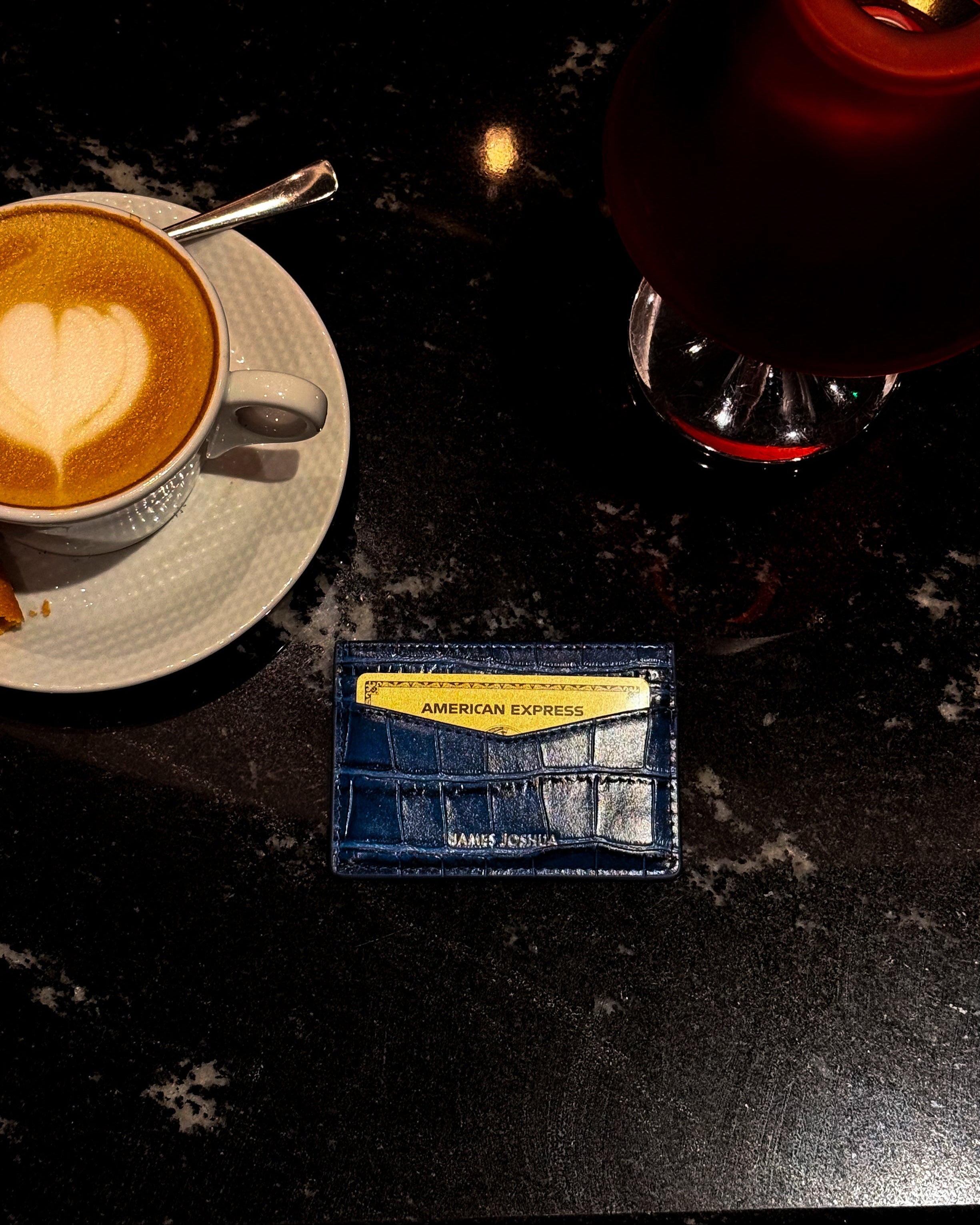 CROC LEATHER CARDHOLDER - ROYAL BLUE