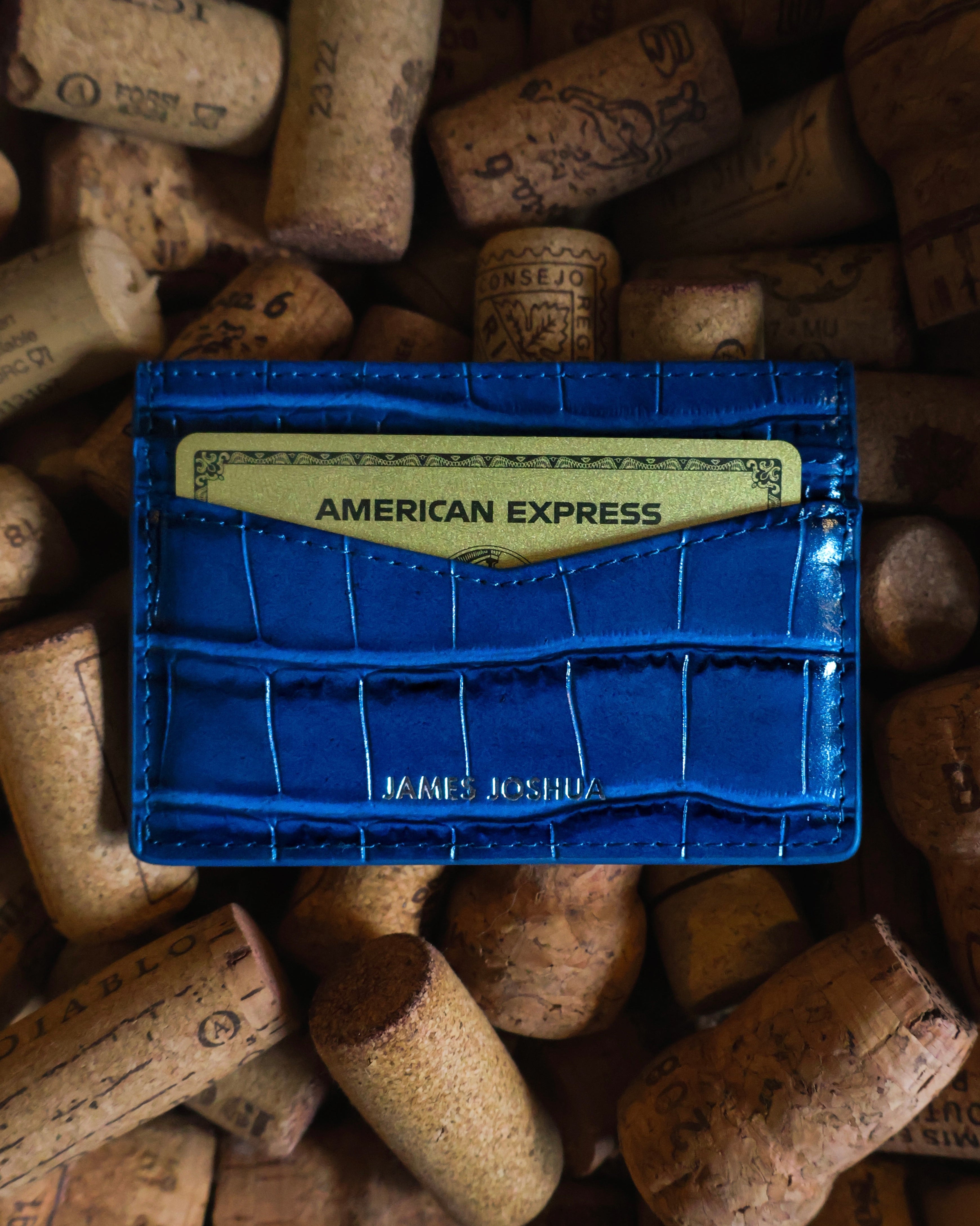 CROC LEATHER CARDHOLDER - ROYAL BLUE
