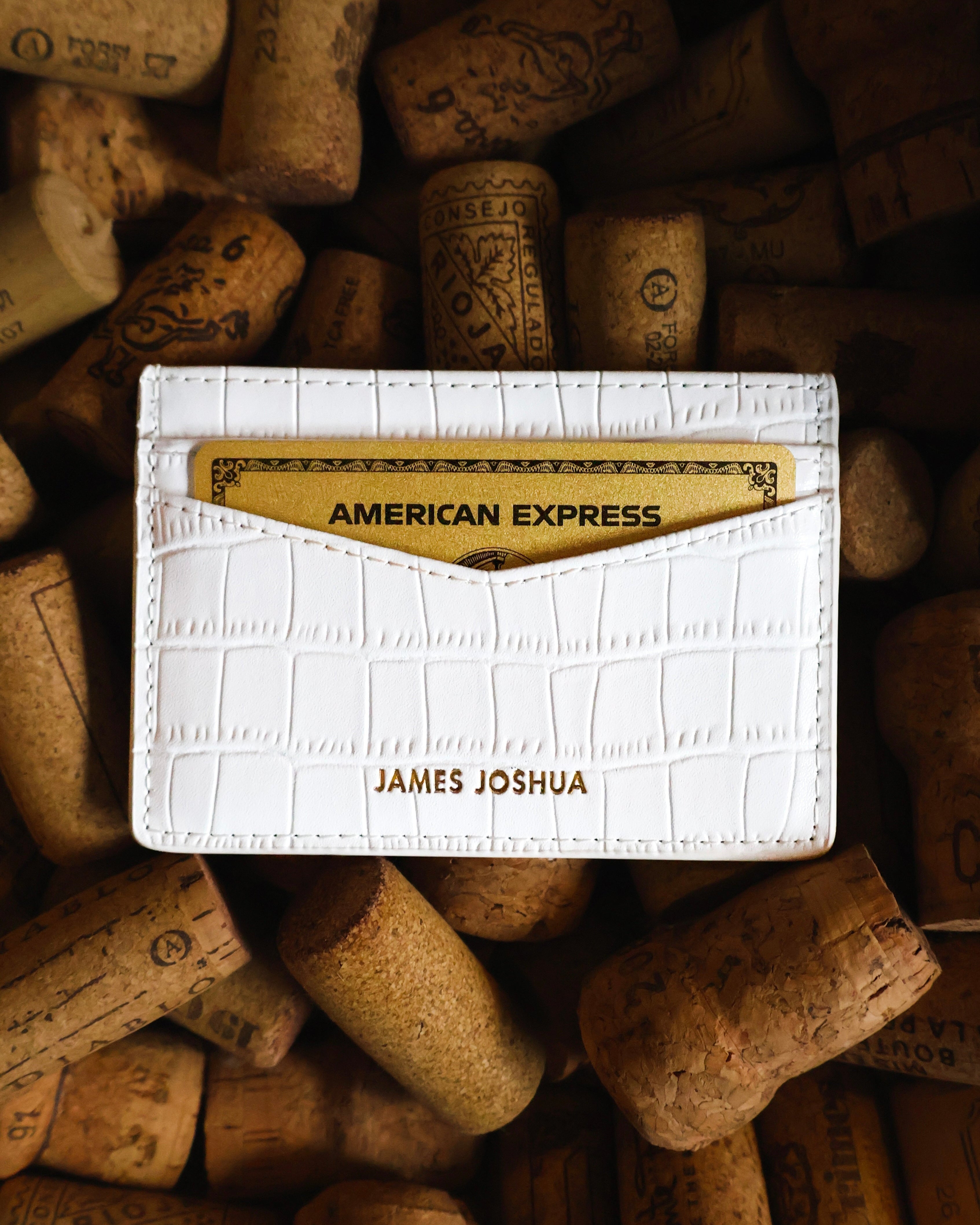 CROC LEATHER CARDHOLDER - ARTIC WHITE