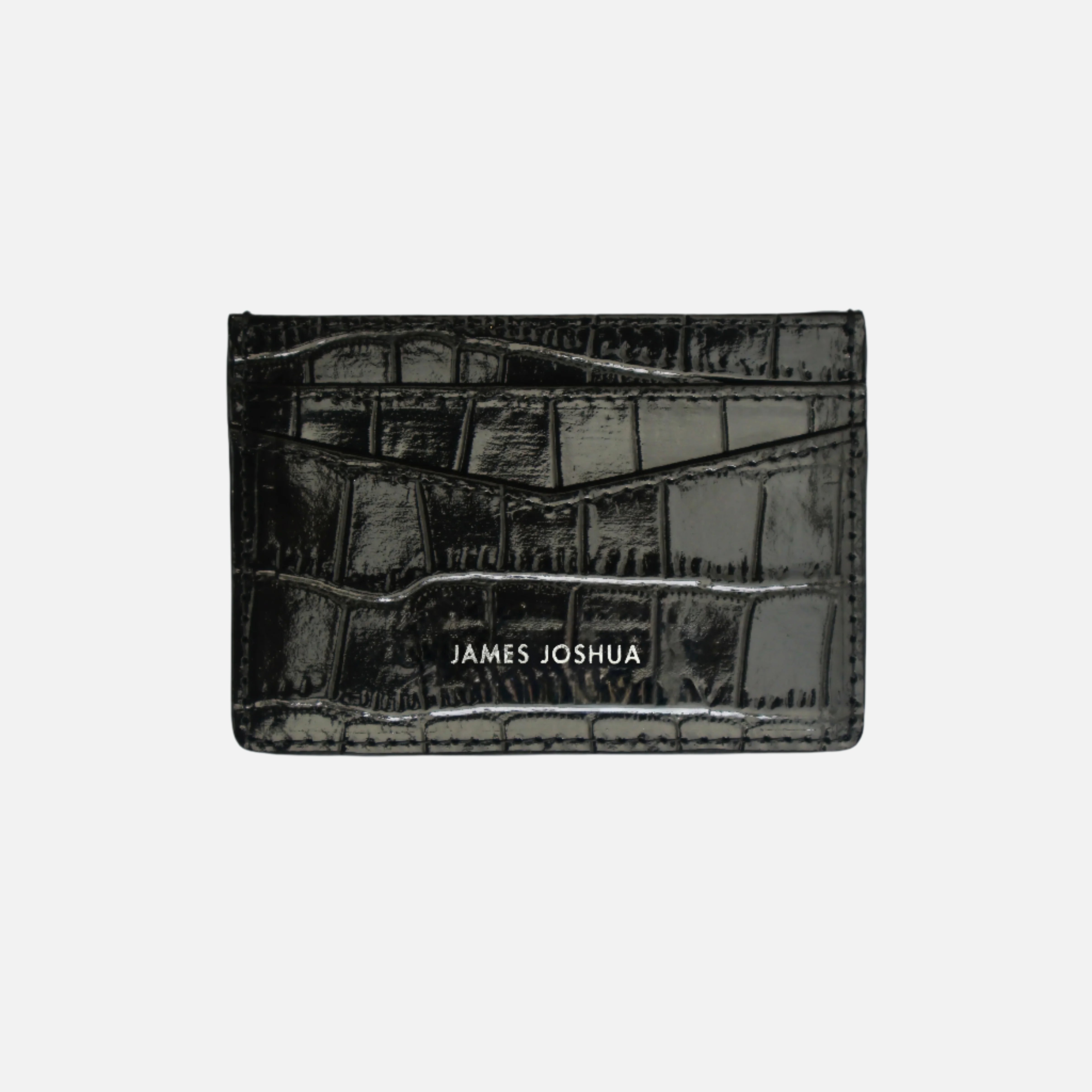CROC LEATHER CARDHOLDER - SATIN BLACK