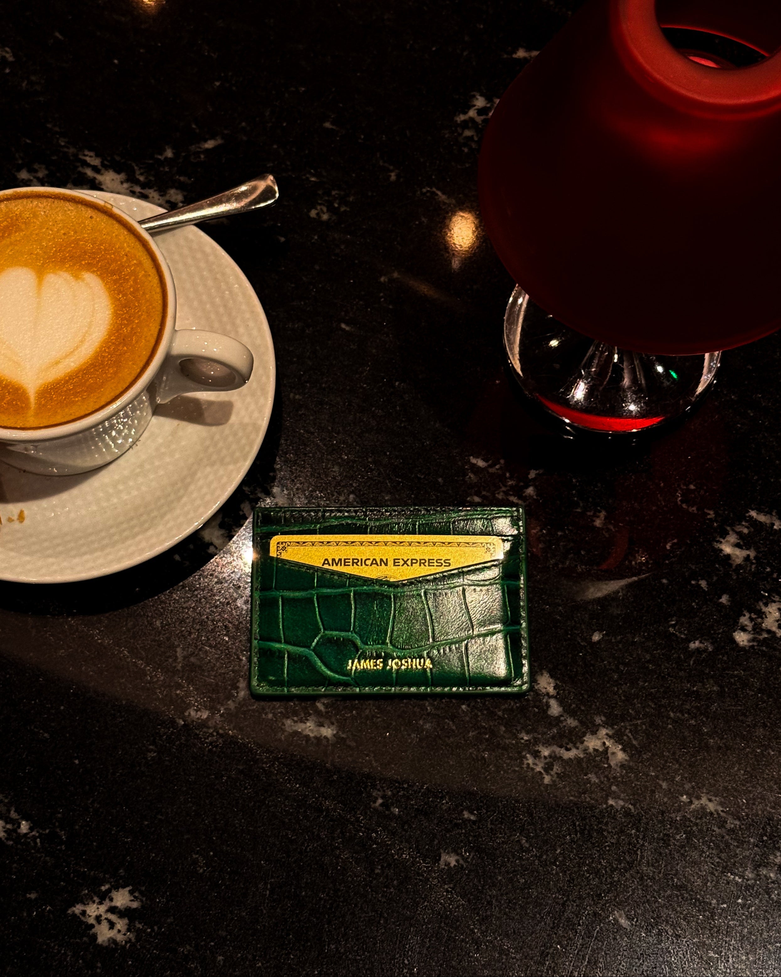 CROC LEATHER CARDHOLDER - DOLLAR GREEN